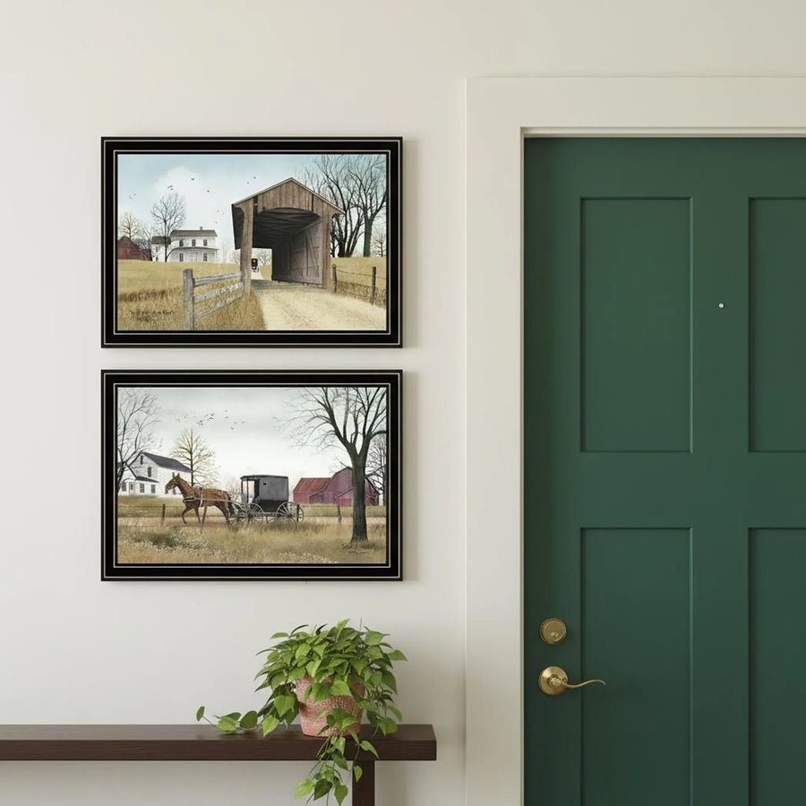 Set of Two Going to Market Black Framed Wall Art