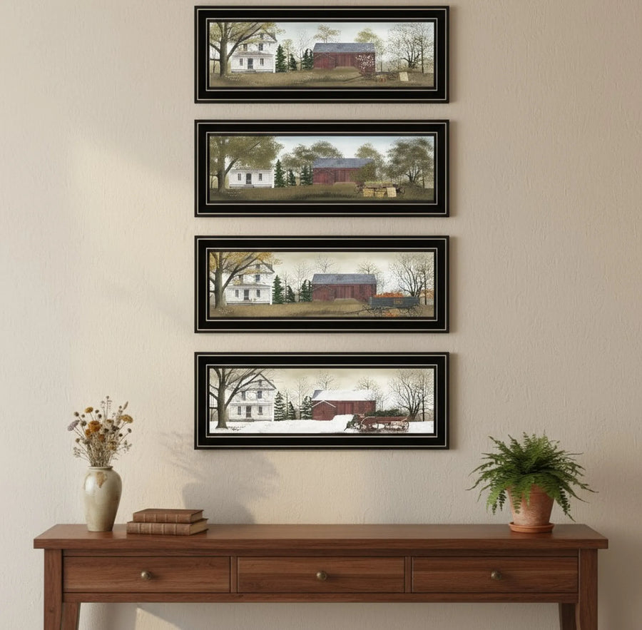 Set of Four Billy Jacob's Four Seasons Homesteads Black Framed Wall Art
