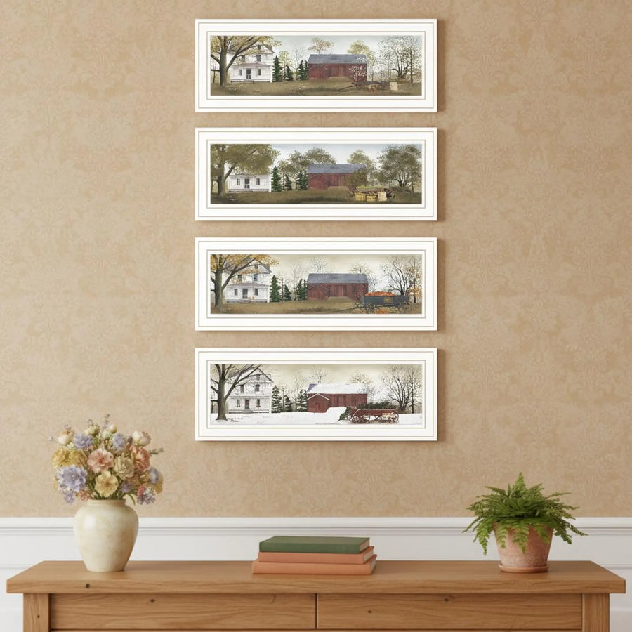 Set of Four Billy Jacob's Four Seasons Homesteads White Framed Wall Art