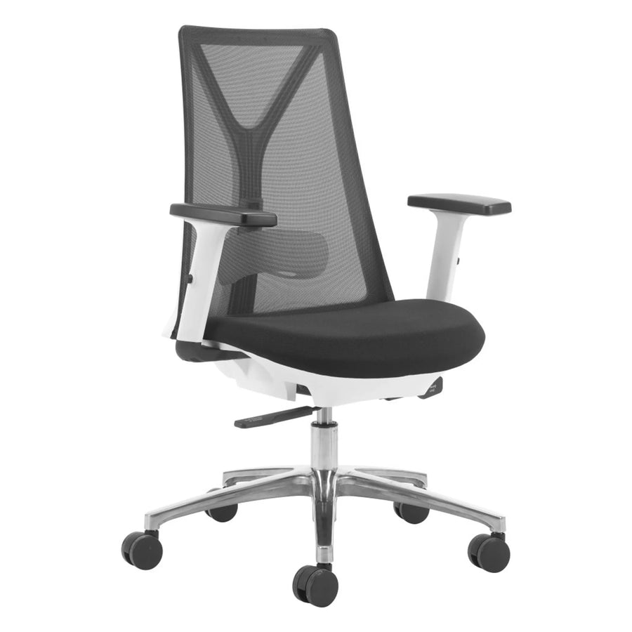 Adjustable Height Swivel Rolling Office Chair - Black silver and white 1