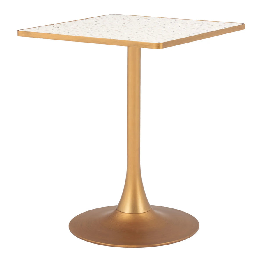 Wood and Steel Pedestal Base Square Dining Table