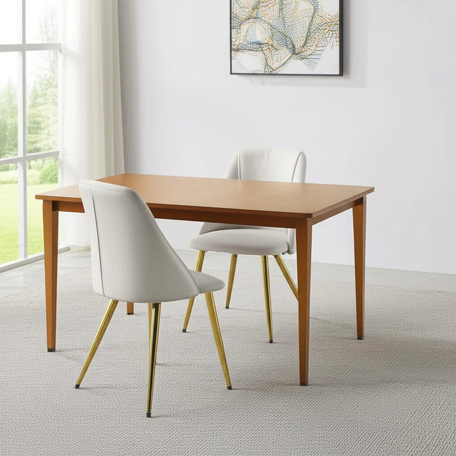 Set of Two Upholstered Faux Leather And Metal Dining Side Chairs
