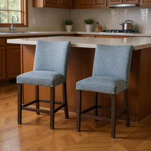 Espresso Fabric Wood Counter Height Bar Chairs