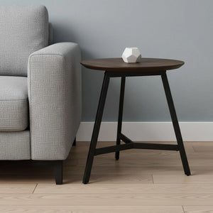 23" Espresso and Black Solid Wood and Metal Tray Table - 1