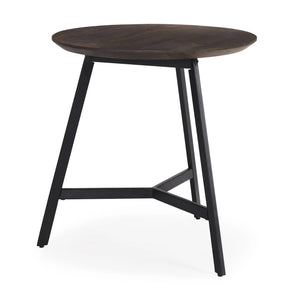 23" Espresso and Black Solid Wood and Metal Tray Table