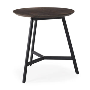 23" Espresso and Black Solid Wood and Metal Tray Table