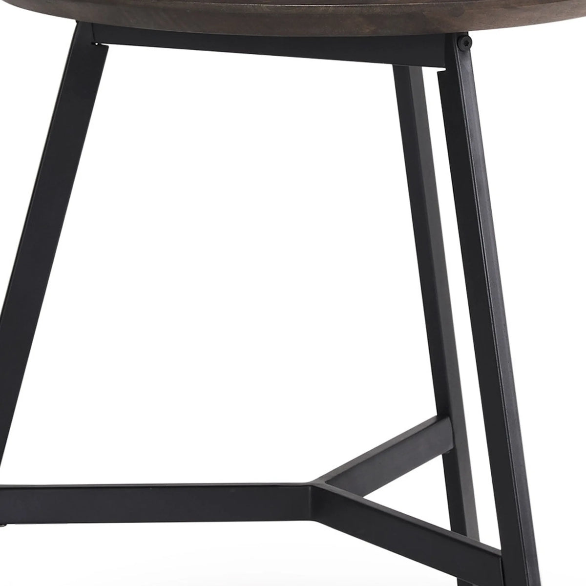 23" Espresso and Black Solid Wood and Metal Tray Table