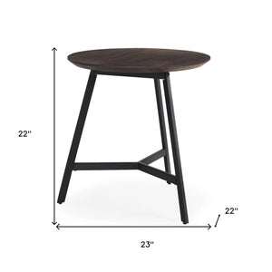 23" Espresso and Black Solid Wood and Metal Tray Table