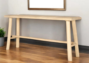 66" Light Brown Solid Wood Trestle Console Table - 1