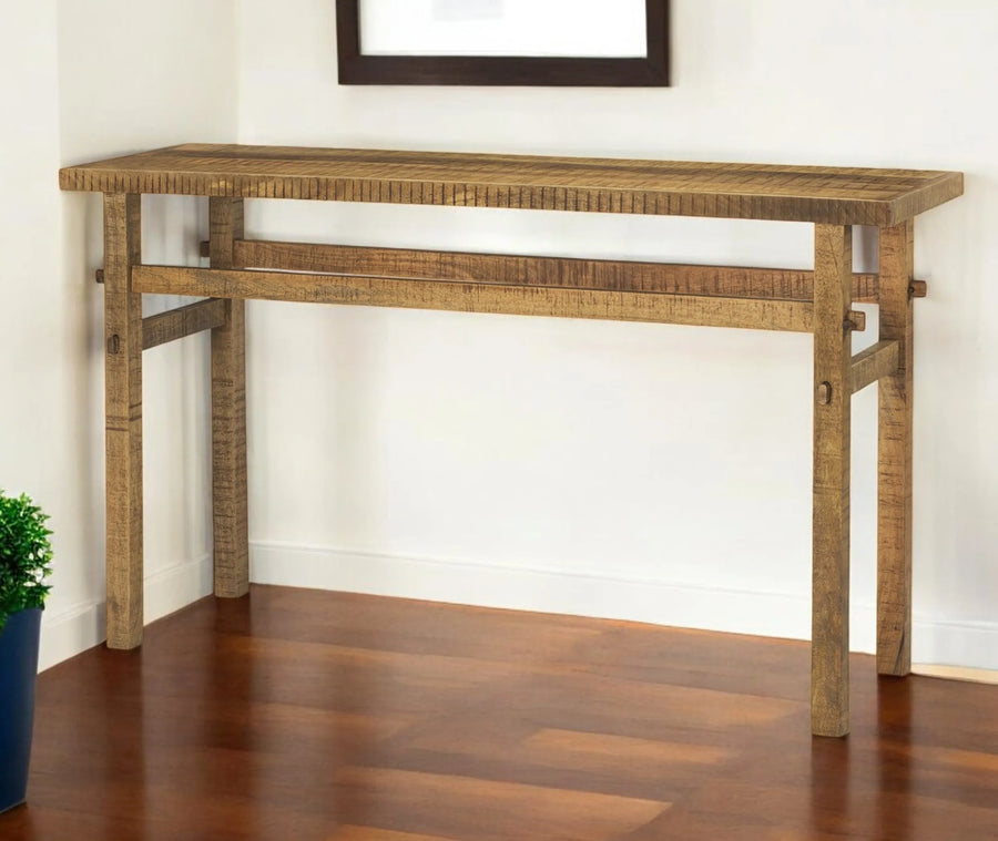 54" Brown Solid Wood Distressed Console Table - 1