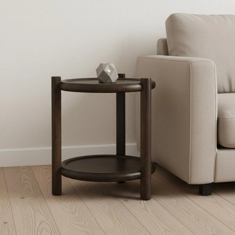 24" Dark Brown Solid Wood Tray Table - 1