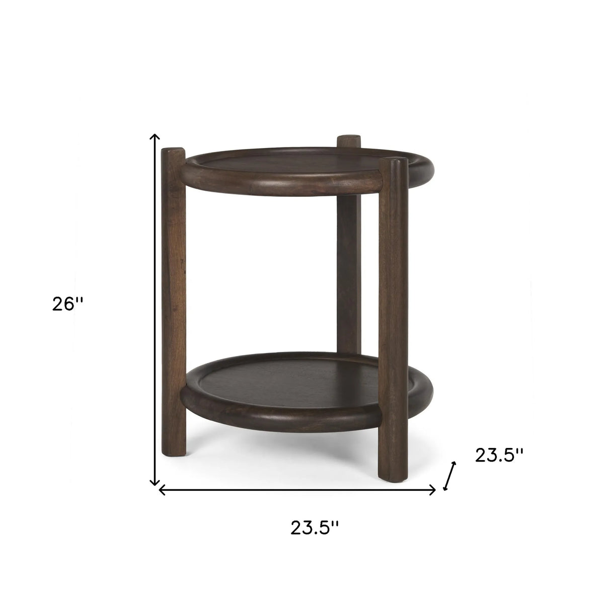 24" Dark Brown Solid Wood Tray Table