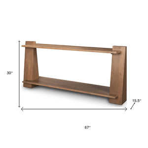 67" Brown Solid Wood Solid Console Table With Shelf