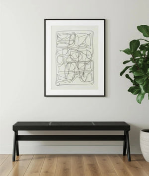 59" Black Solid Wood and Cane Dining Bench