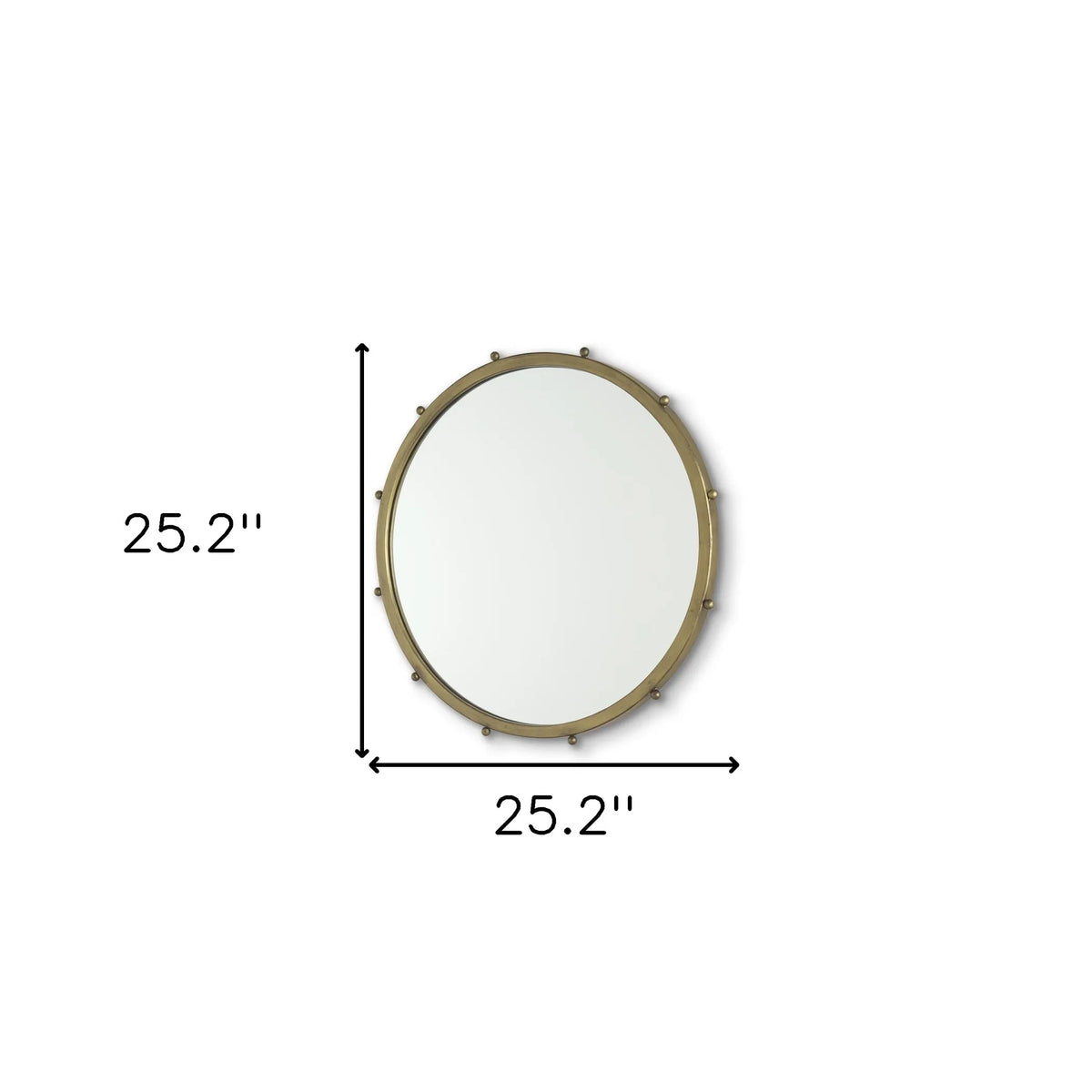 Metal Beaded Round Framed Accent Mirror
