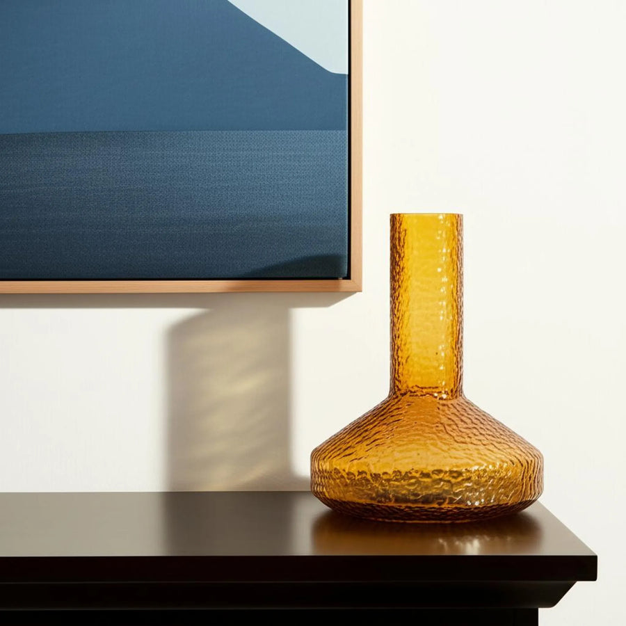 Amber Glass Faceted Table Vase - Amber 12" 1