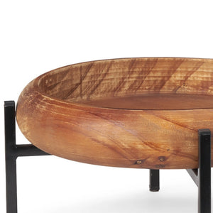 Wood Handmade Round Serving Trays With Stands