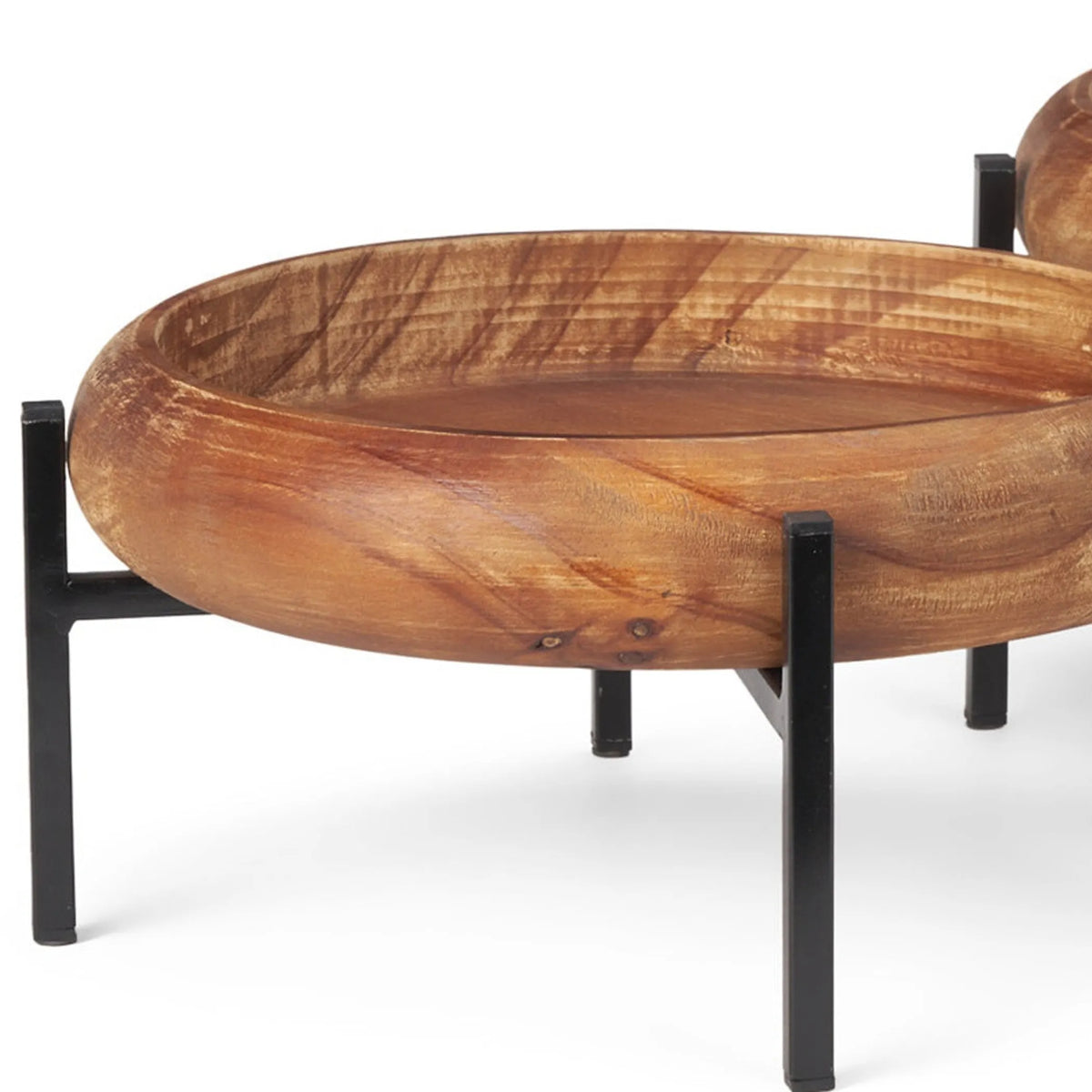 Wood Handmade Round Serving Trays With Stands