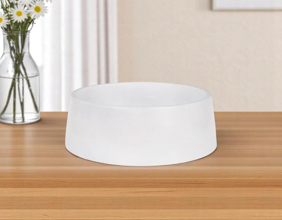 14" White Wood Round Centerpiece Bowl - 1