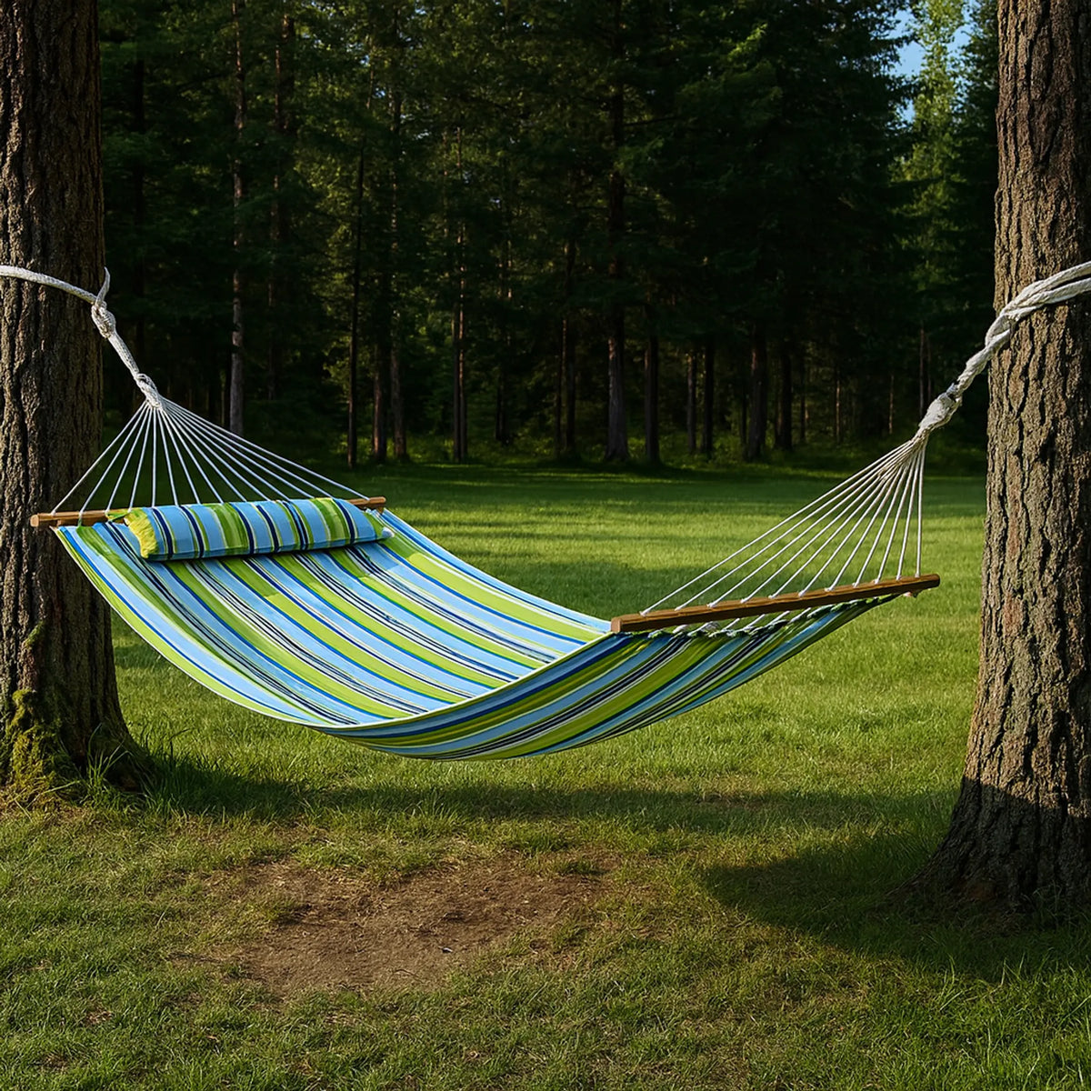 Lime Striped Double Hammock