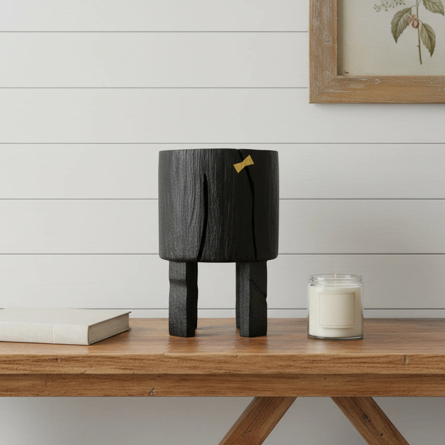 Black Wood Pot Planter