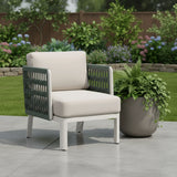 Aluminum Outdoor Accent Chair with White Cushion