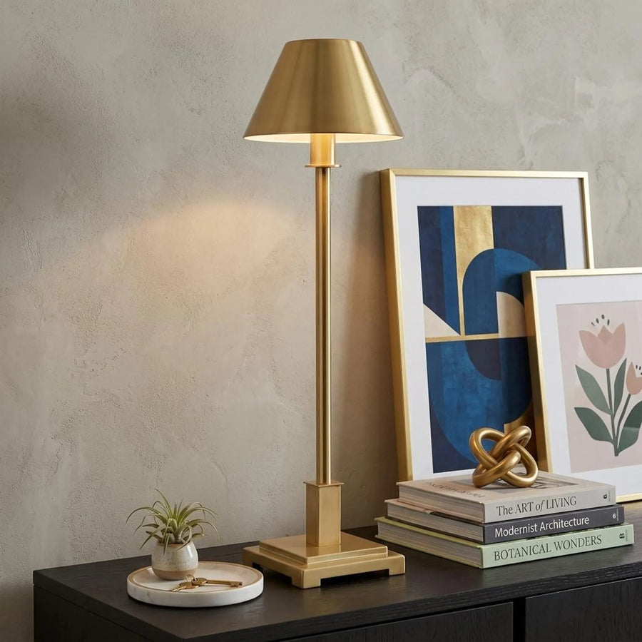 26" Gold Novelty Table Lamp With Drum Shade - 1