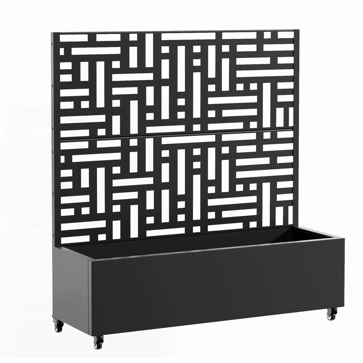 47" X 47" Black Galvanized Metal Rectangular Planter Box