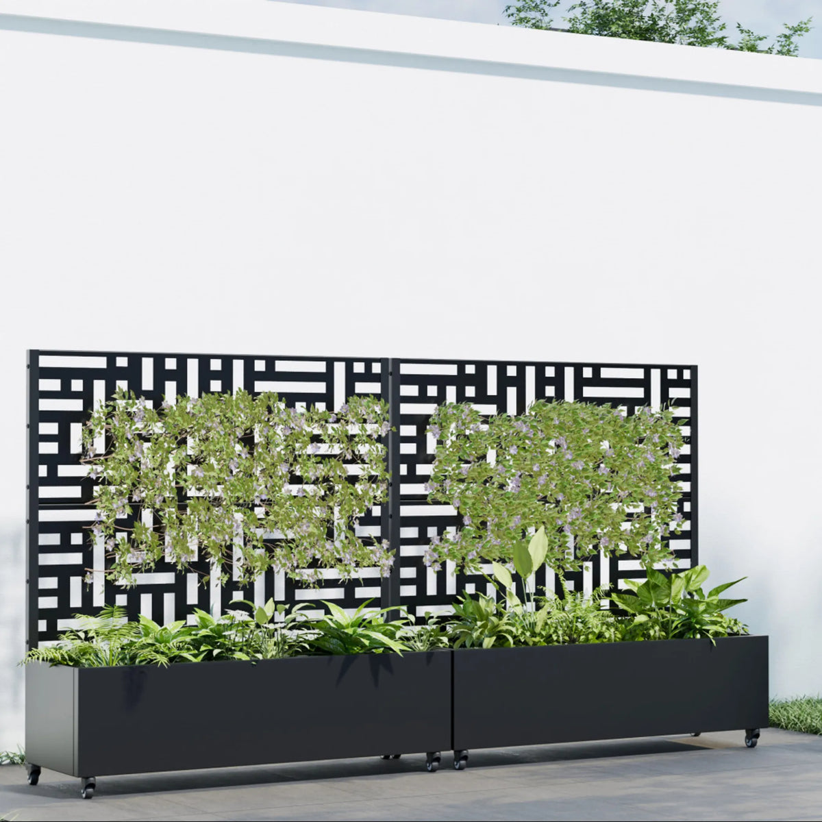 47" X 47" Black Galvanized Metal Rectangular Planter Box
