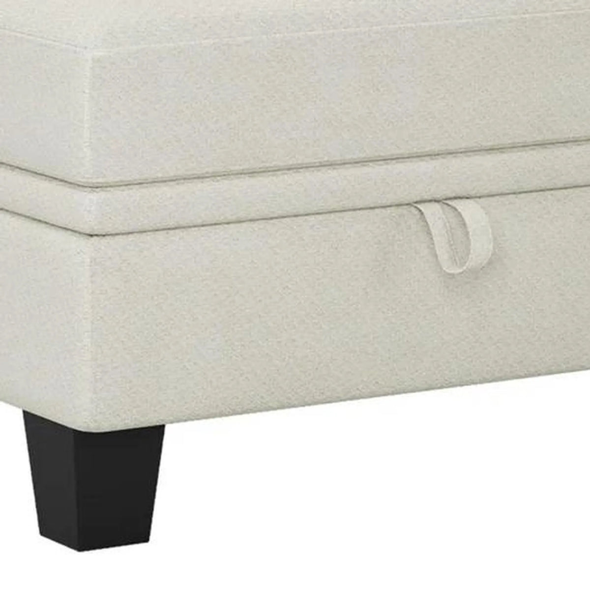 29" Beige And Black Chenille Ottoman With Storage