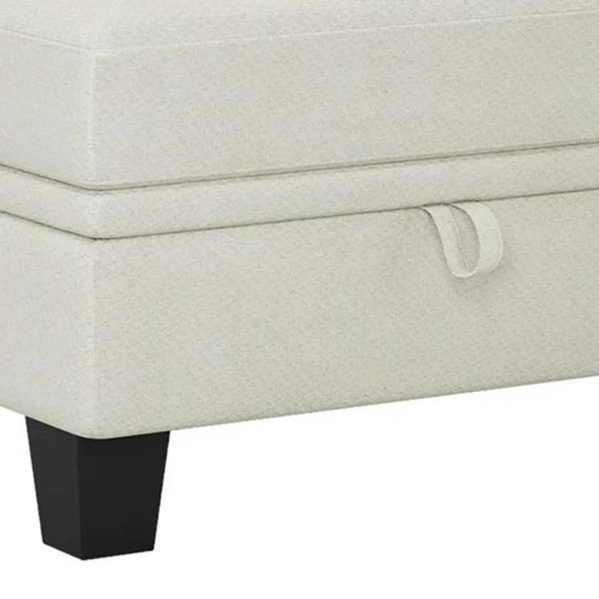 29" Beige And Black Chenille Ottoman With Storage