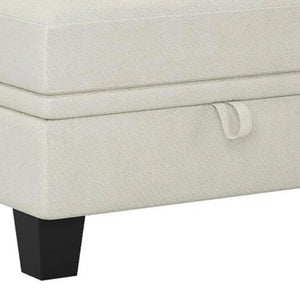 29" Beige And Black Chenille Ottoman With Storage