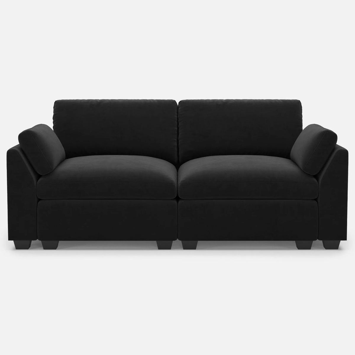 75" Black Velvet Modular Loveseat