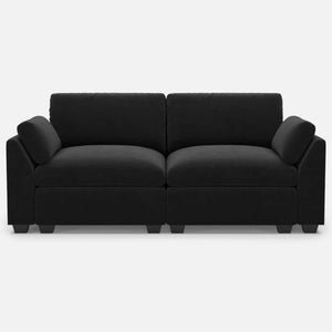 75" Black Velvet Modular Loveseat