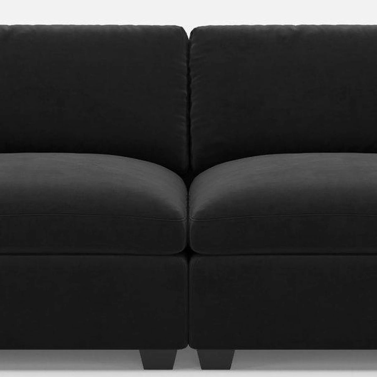 75" Black Velvet Modular Loveseat