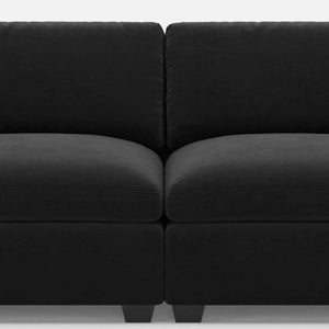 75" Black Velvet Modular Loveseat