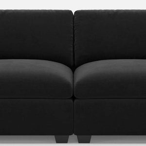 75" Black Velvet Modular Loveseat
