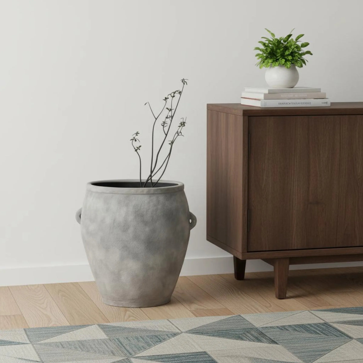 24" Gray Ceramic Amphora Floor Vase