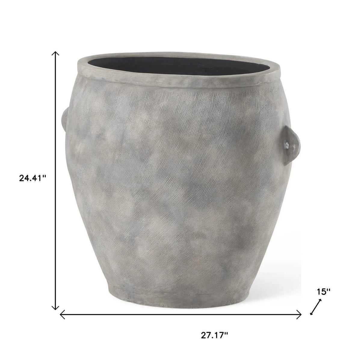 24" Gray Ceramic Amphora Floor Vase