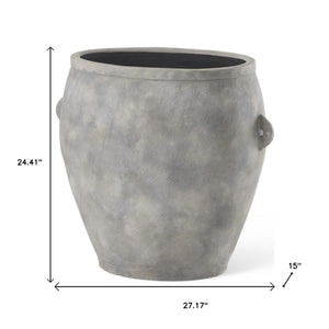 24" Gray Ceramic Amphora Floor Vase
