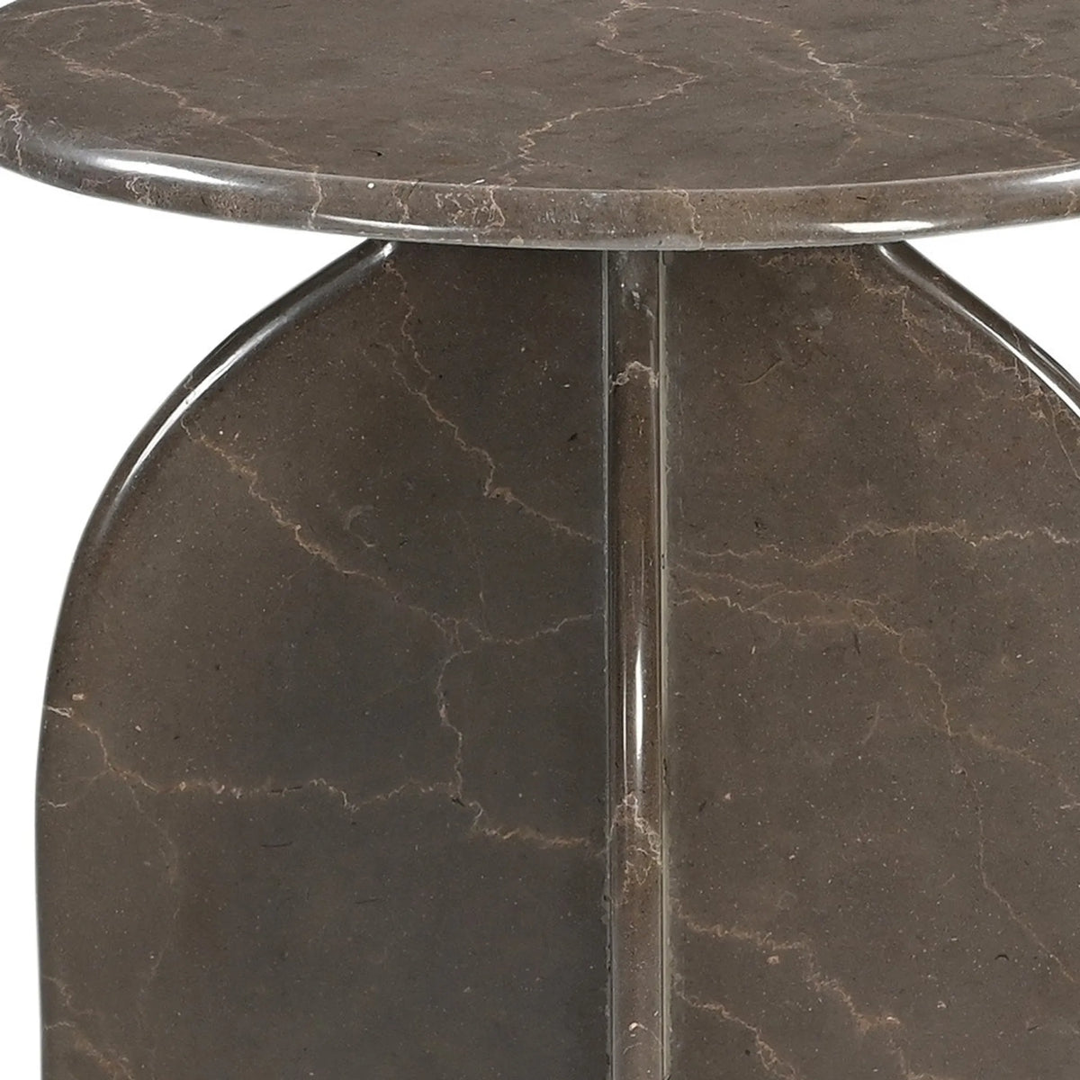 24" Brown Marble Round Pedestal End Table