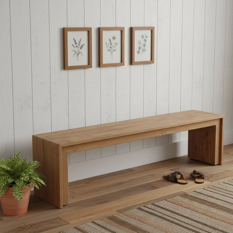 69" Natural and Brown Wood Distressed Reclaimed Wood Bench - 1