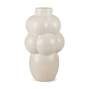 14" Cream Ceramic Modern Abstract Bubbles Table Vase