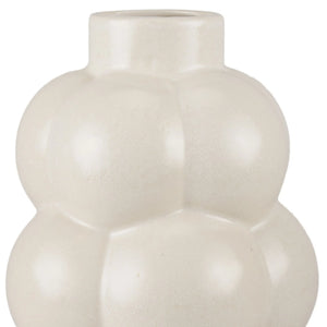 14" Cream Ceramic Modern Abstract Bubbles Table Vase