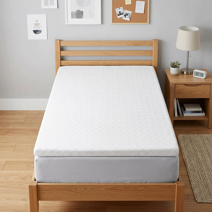 4" White Memory Foam Twin Mattress Topper - 1