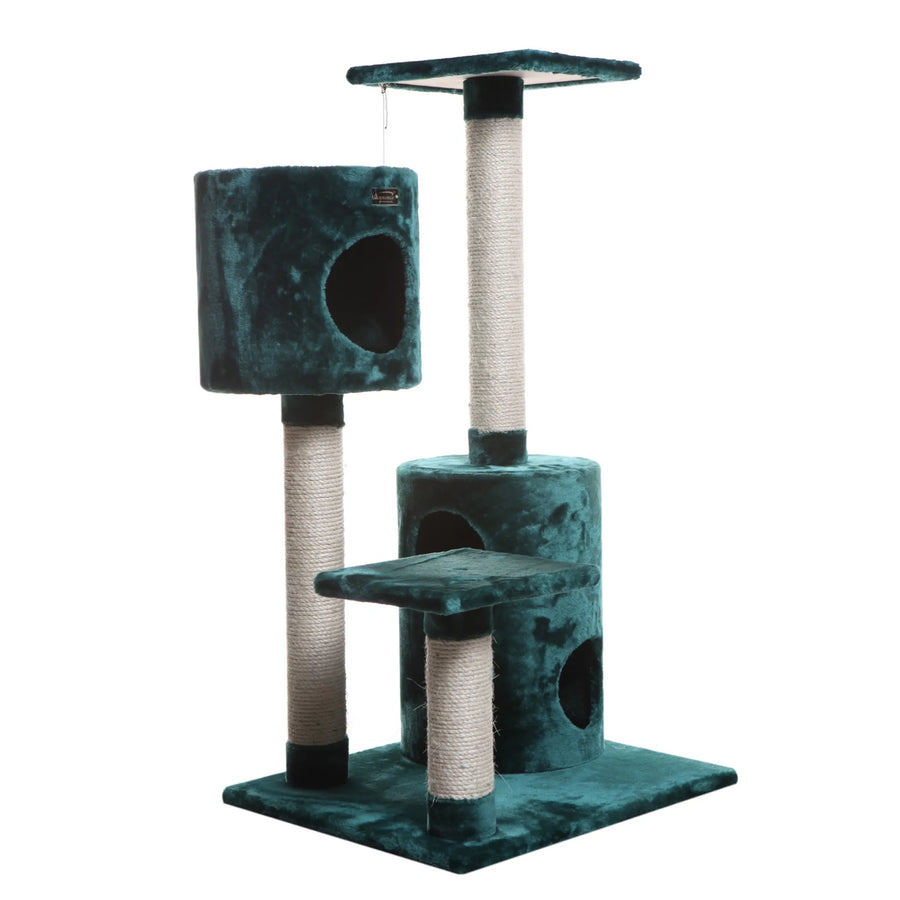 43-Inch Cat Tree with Two Condos & Two Perches – Green