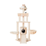 Plush Cat Tree with Basket, Condo & Ramp