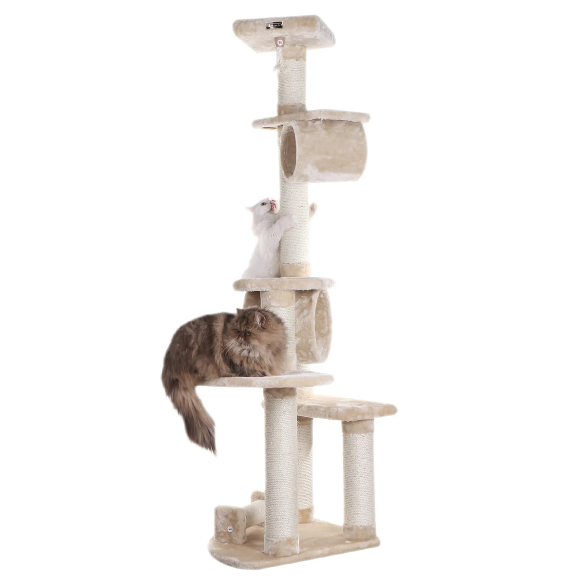 74-Inch Cat Tree with Hanging Tunnel & Rope Toy