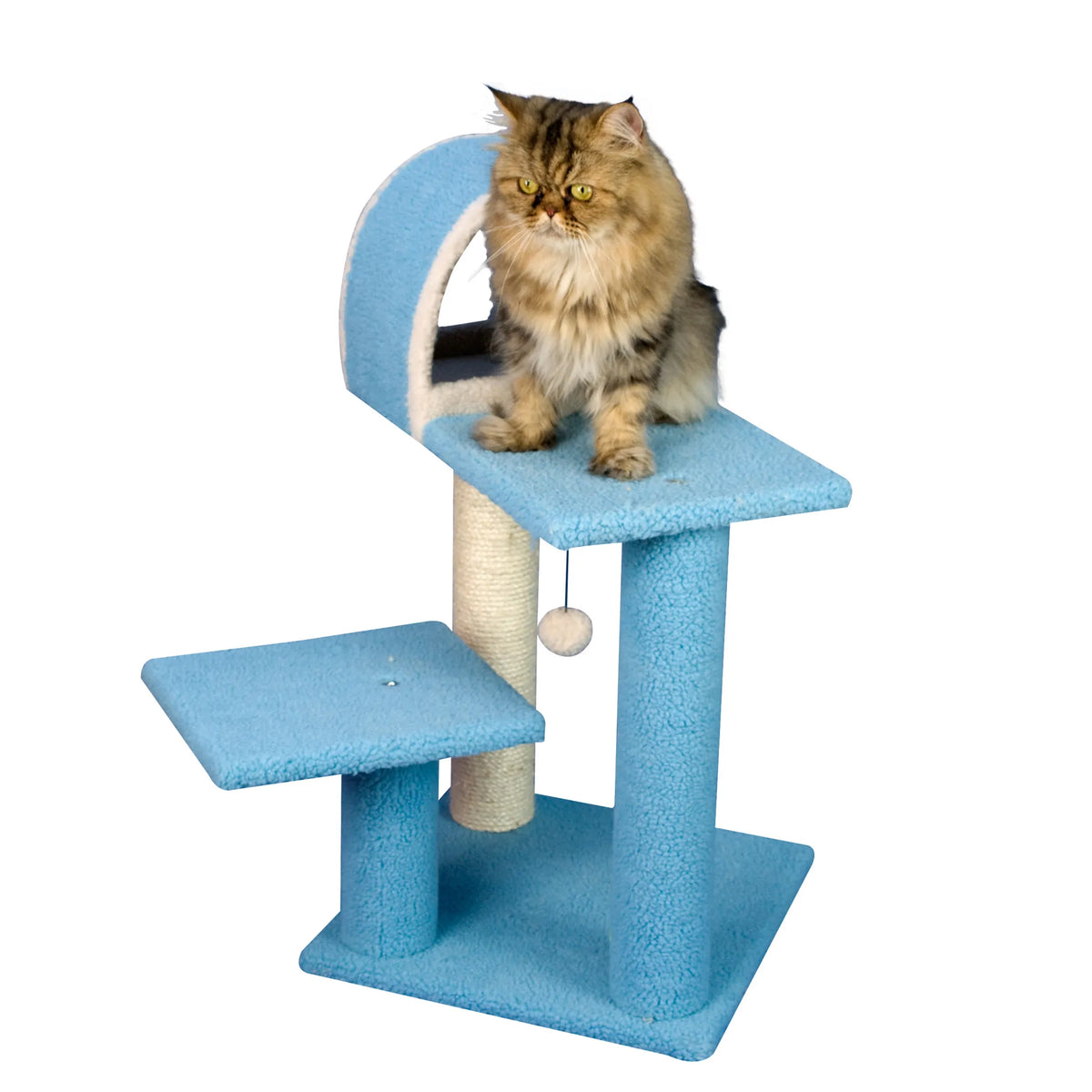 Compact Cat Tree with Tunnel & Perch – Sky Blue