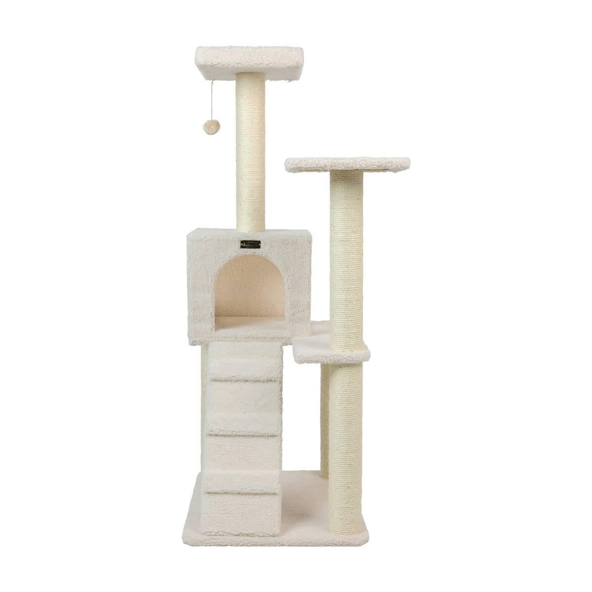 53-Inch Cat Tree with Ramp, Condo & Perch – Ivory